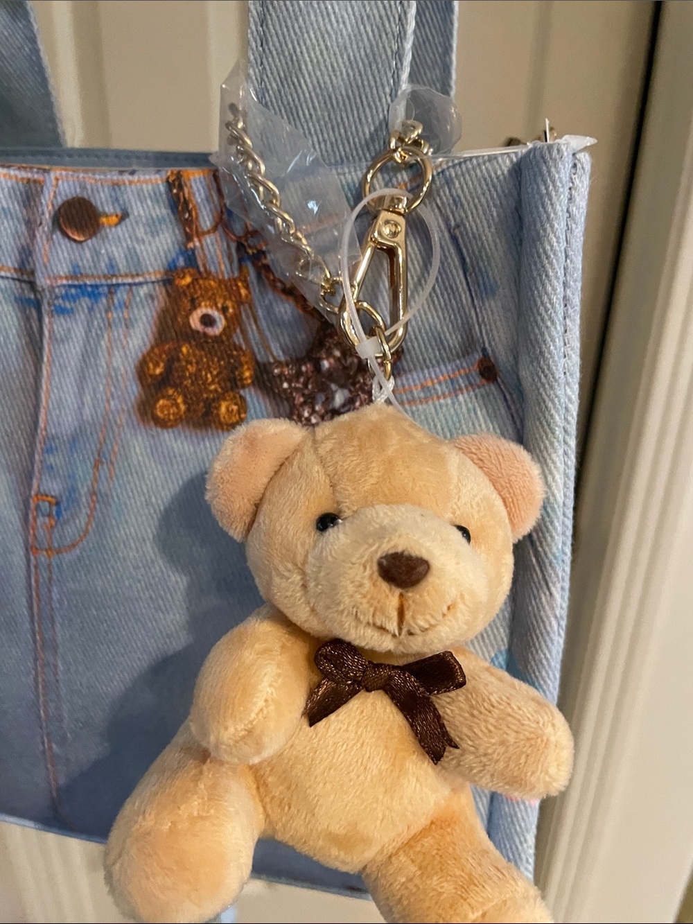 Betsey Johnson “Luv Betsey” Denim Charm Bag with Bear Bag Charm - Picture 3 of 8